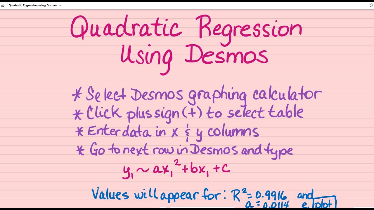Quadratic Regression Using Desmos