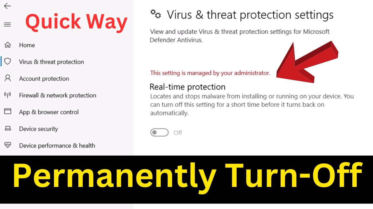 How To Permanently Turn Off Real Time Protection Windows 10 & 11 | Easiest Way