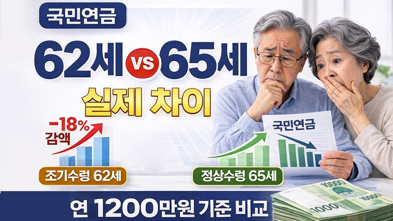국민연금 62세 vs 65세 실제 차이 (연 1200만원 기준 계산)