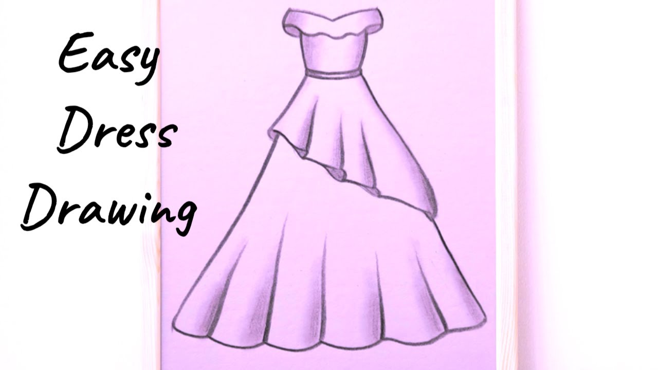 How to draw a Beautiful Gown | Stylish Girl dress drawing easy Sketch | Beautiful Drawings Beginners