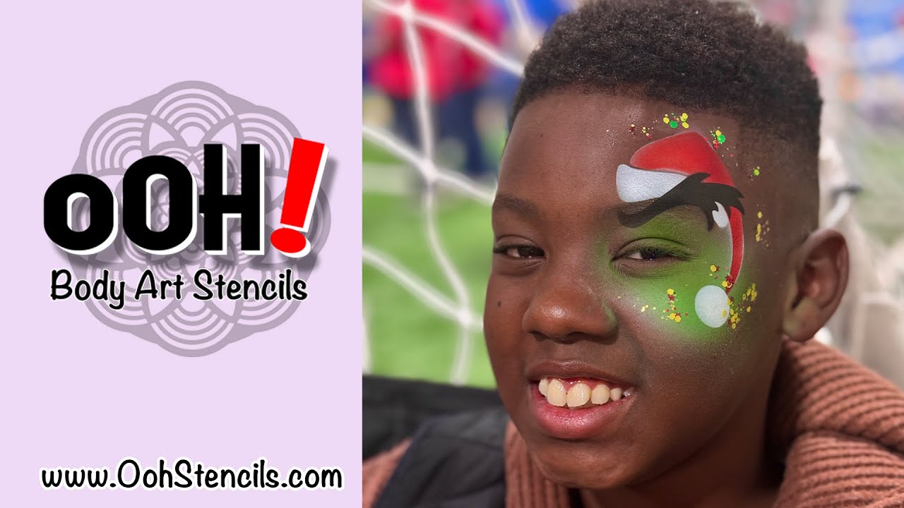 Santa Hat Grinch Airbrush Face Painting Demo | Ooh! Stencils