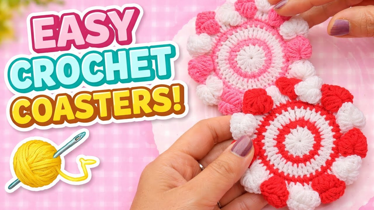 Easy & Beautiful Crochet Coaster Pattern 🧶 | Beginner Friendly Round Coaster Tutorial