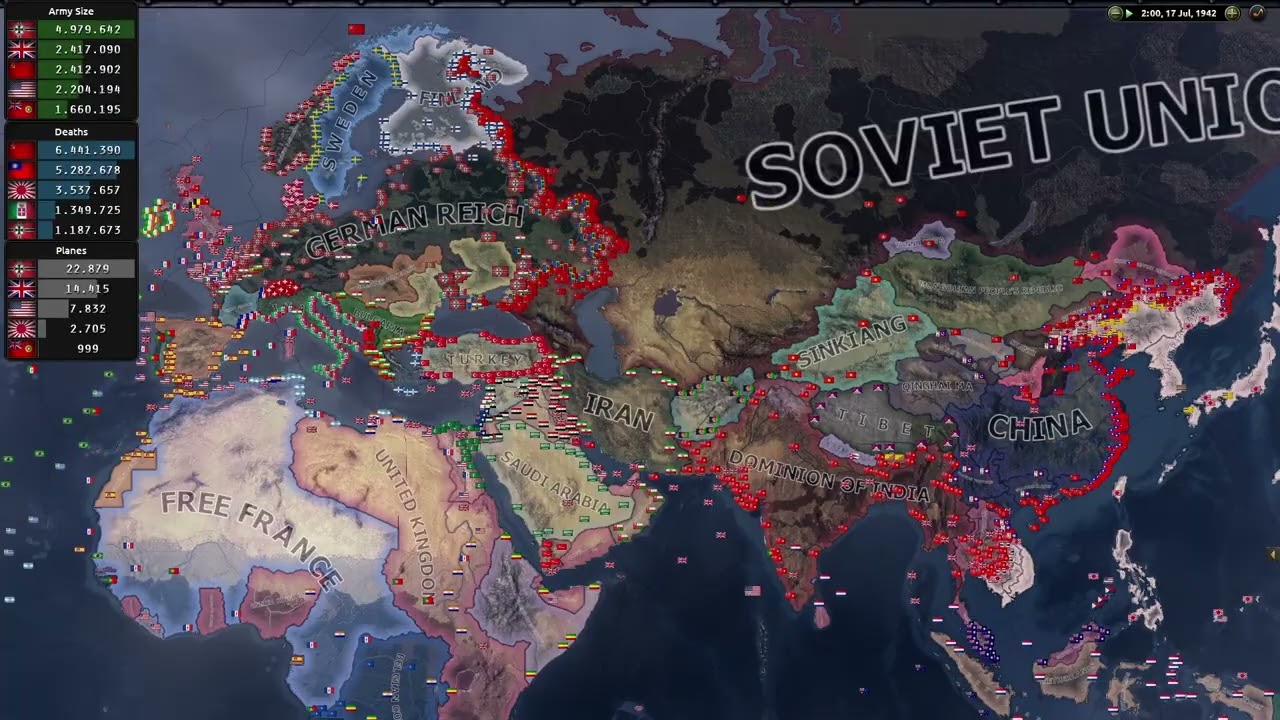 Every nation fights to extinction - hoi4 timelapse