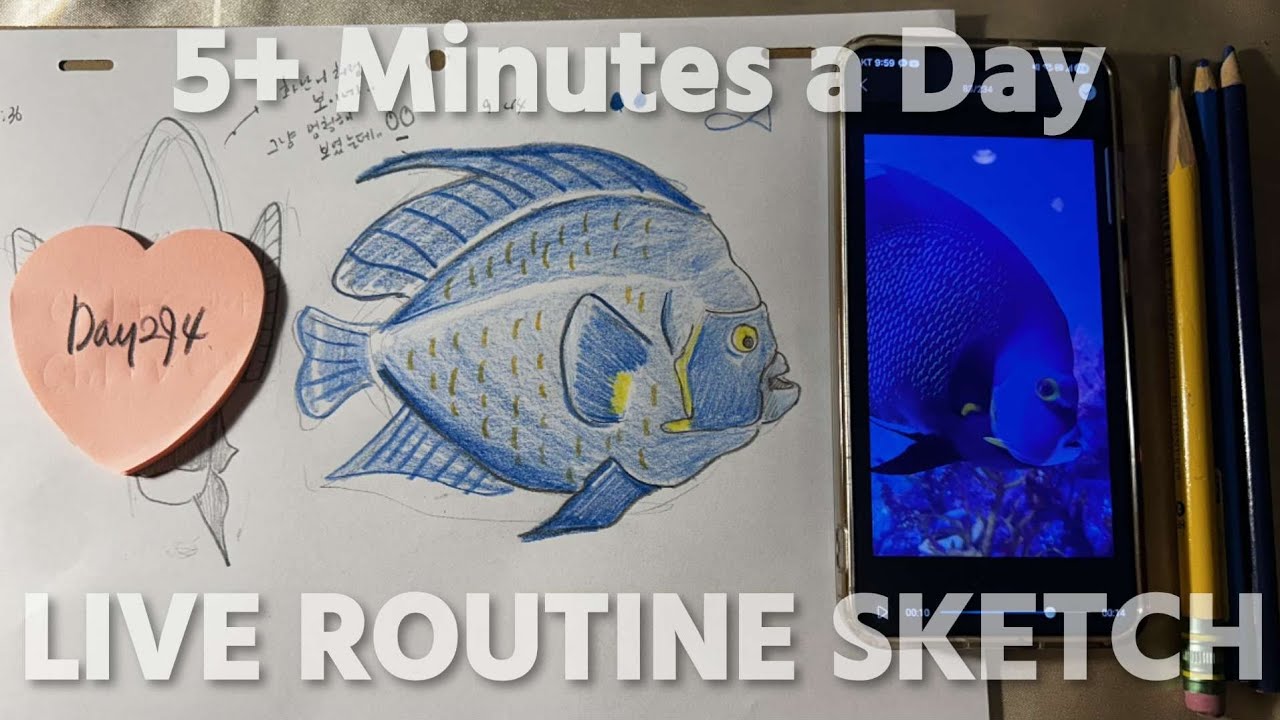🎙✏️ Day294 원래 예쁜데.. 이상하게 그려서 미안🥲🐟 (aquarium sketch • the curious fish) 