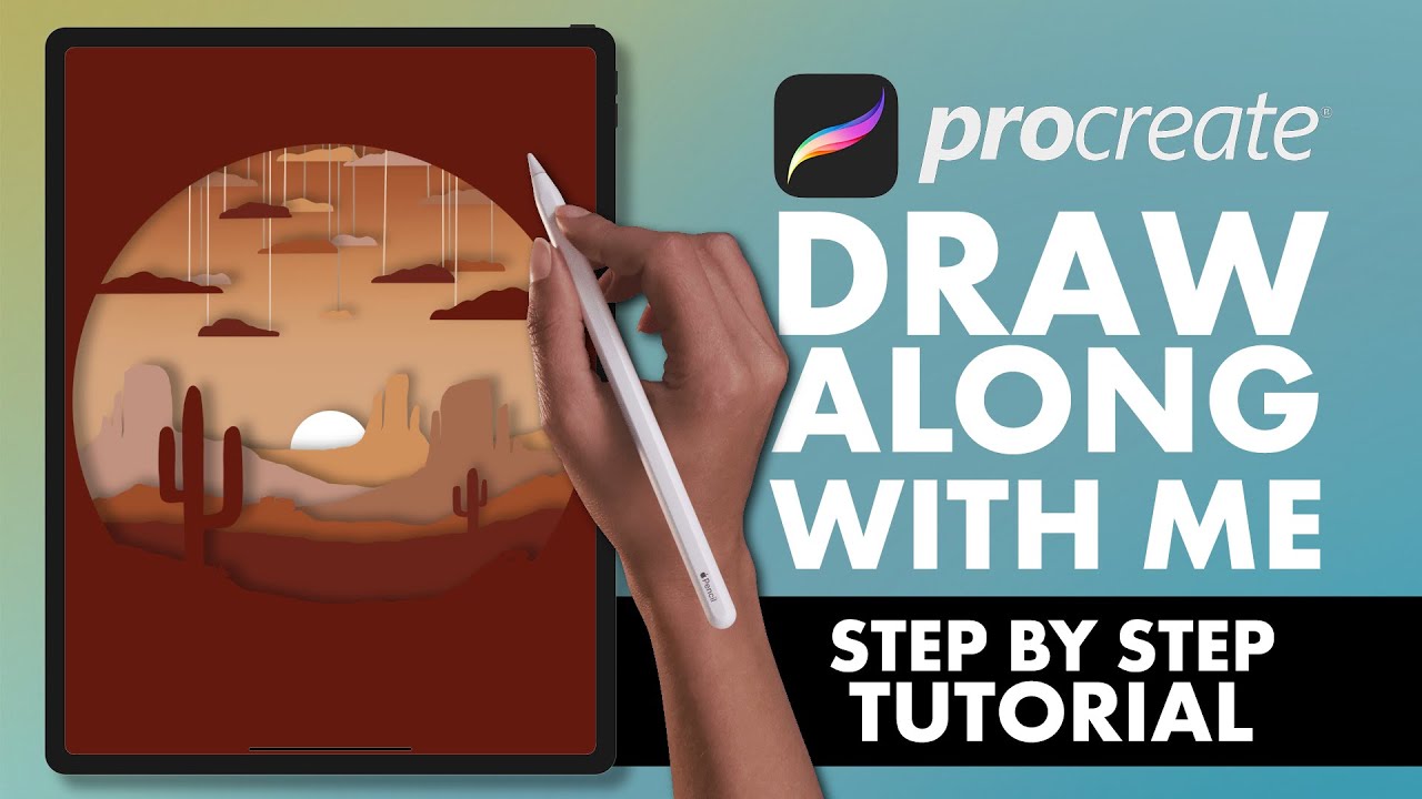 #12 Procreate Step By Step Tutorial - Draw Along With Me - Paper cut out