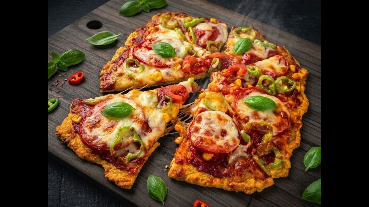 Pizza ohne Mehl! 🍕 Unglaublicher Hähnchen-Teig – Low Carb Rezept