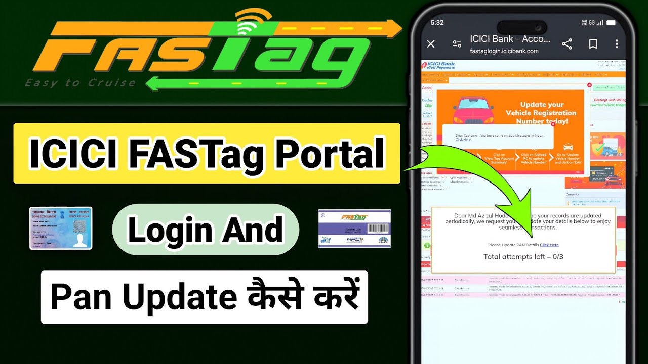 ICICI FASTag ID Login Kaise Kare | ICICI FASTag Portal PAN Update
