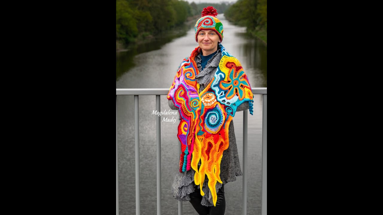 Chusta PŁOMIEŃ. Free form crochet.