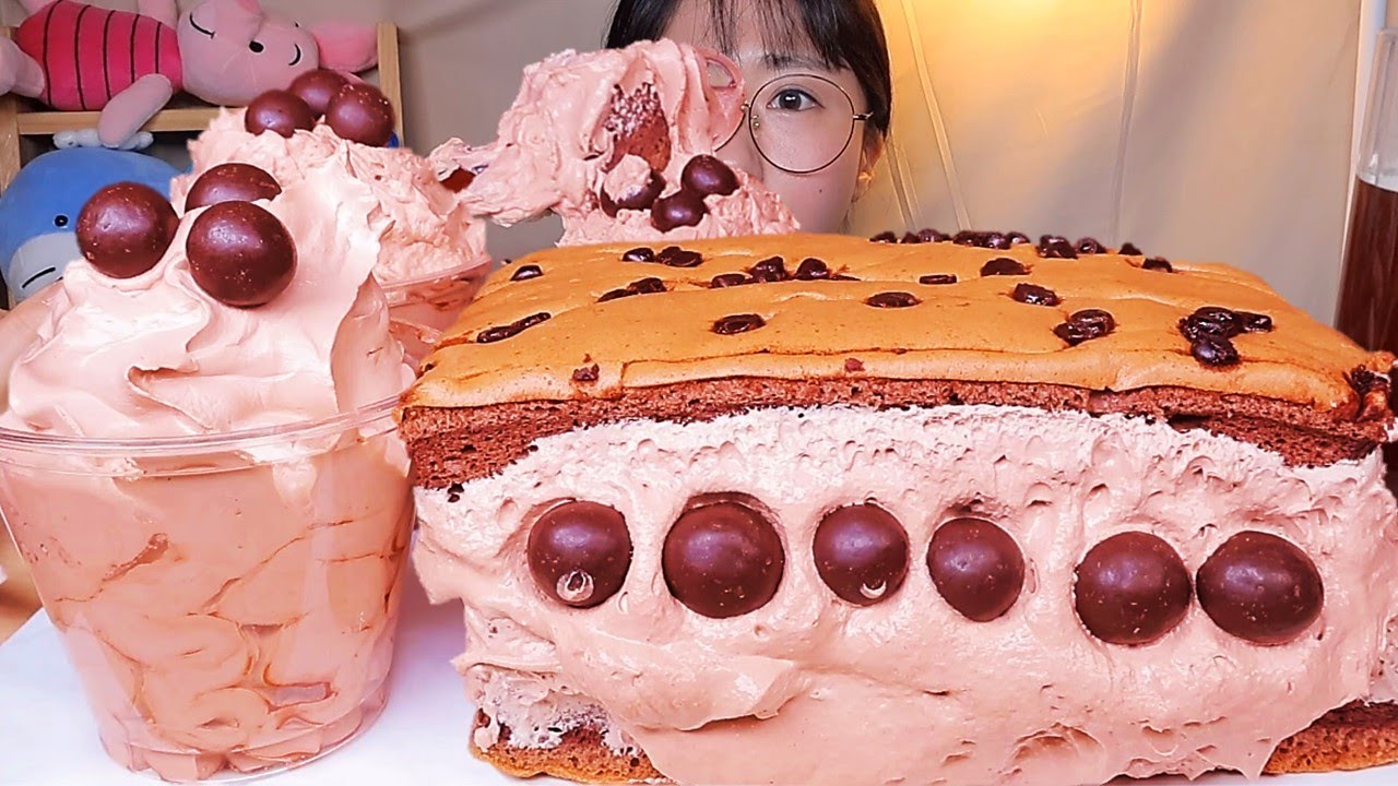 초코 생크림 가득 카스테라🍫 퐁신퐁신한 초코칩 대왕 카스테라 디저트 먹방 Dessert Mukbang