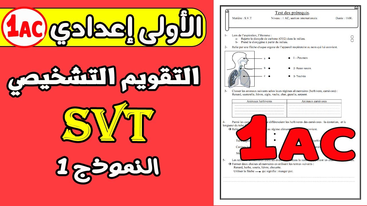 التقويم التشخيصي مادة العلوم الحياة و الأرض الأولى إعدادي | التقويم التشخيصي الأولى إعدادي 2024-2025