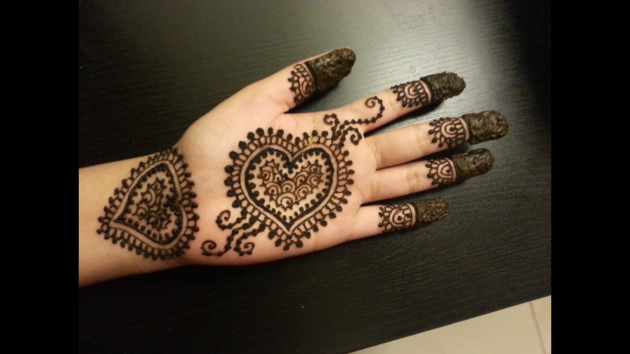 Pretty Heart Henna Design - Easy Hearts Shaped Mehendi Design