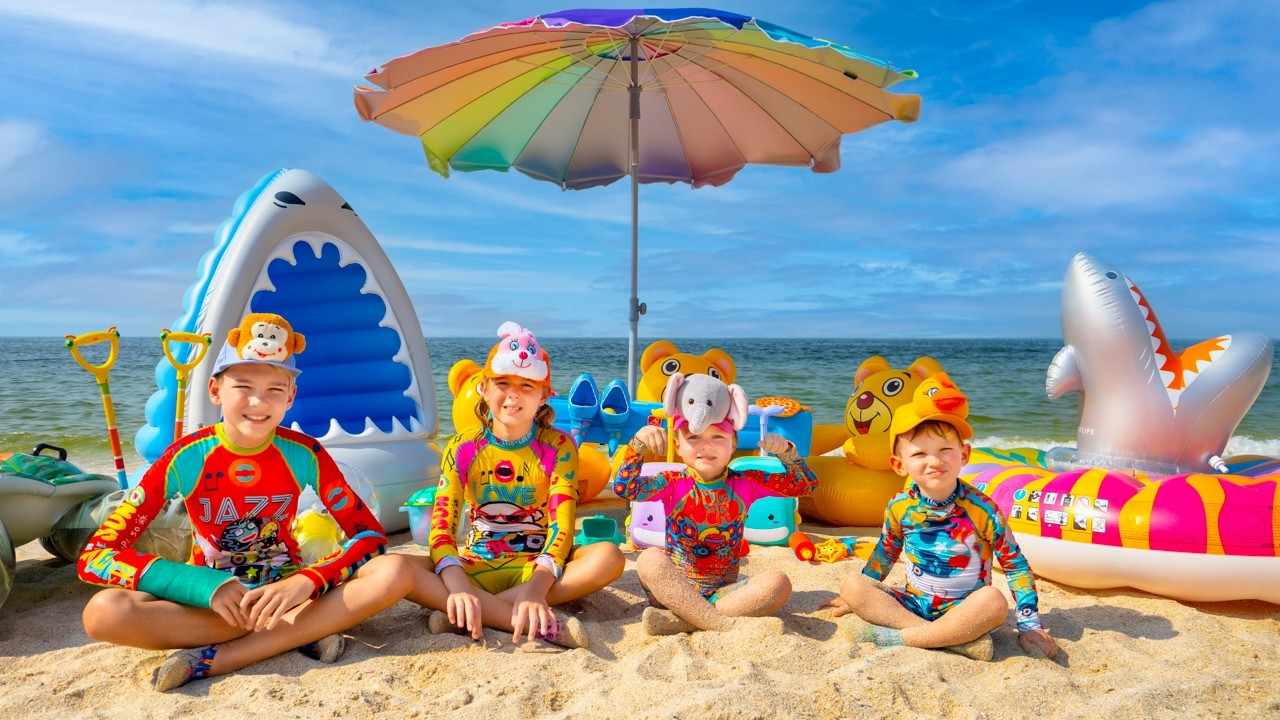Journée de rêve à la plage avec Papa ! 🏖️☀️ Châteaux de sable et trésor caché ! 🚗✨