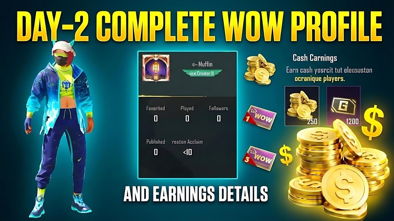Day-2 How to Earn Money from PUBG WOW Map | WOW Creator Profile and Earnings Explained 💰Urdu/hindi 
