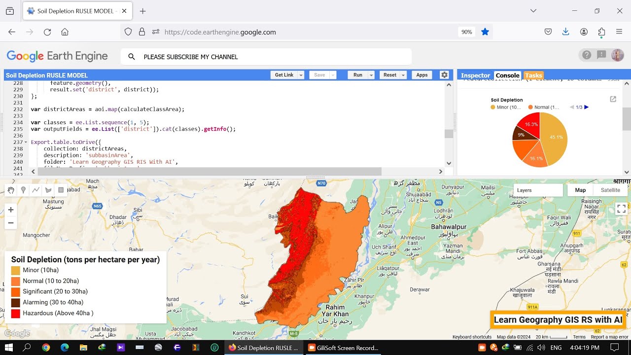 Soil Erosion and Soil Depletion  Geo-spatial Analysis Using RUSLE Model and Google Earth Engine