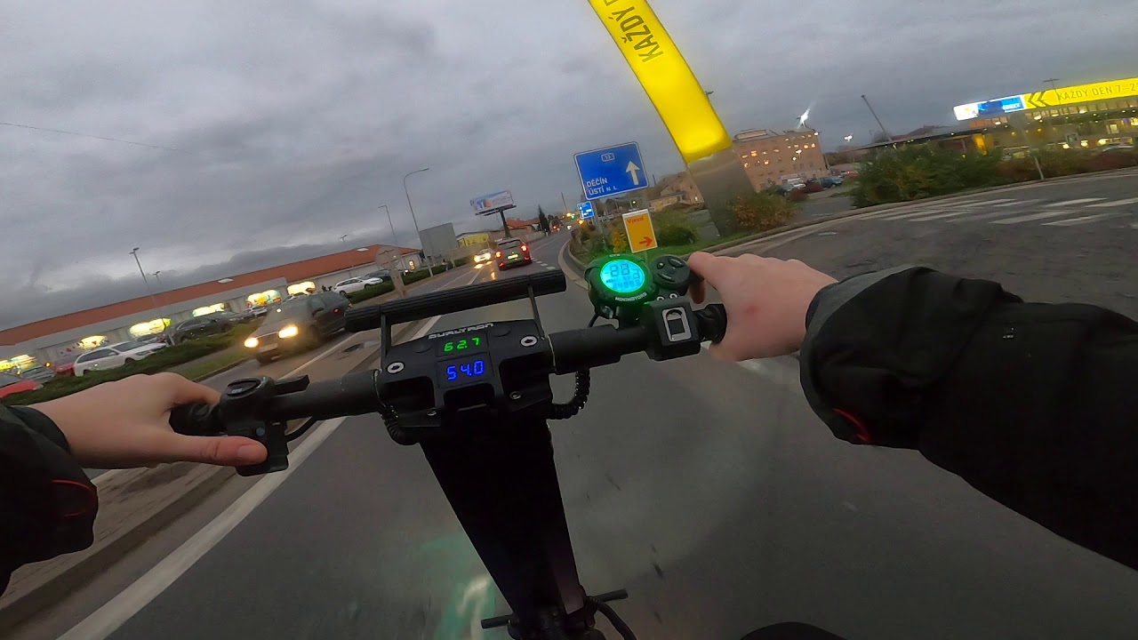 Dualtron X riding with a seat.