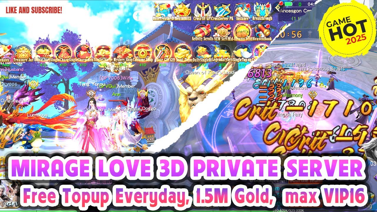 Mirage: Eternal Love 3D Private Server - Free topup everyday, 1M Gold Topup, 3M Gold bind, max VIP16
