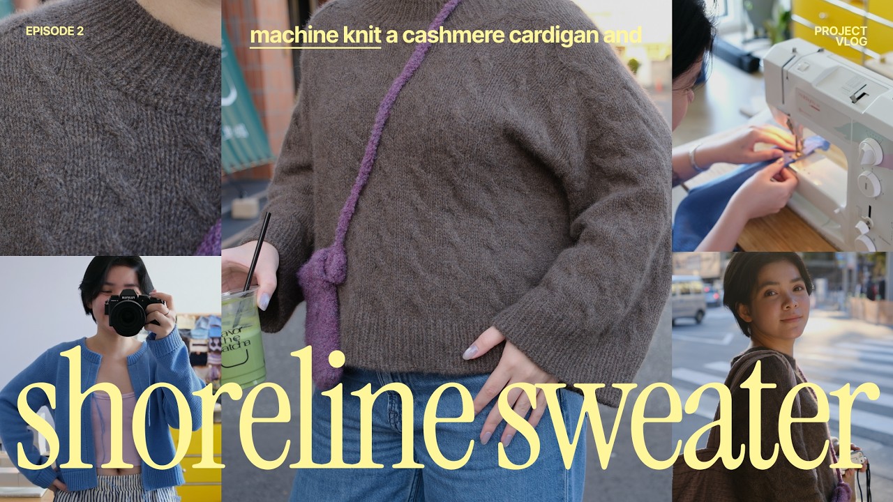 Knitting Shoreline sweater & machine-knit a blue cashmere cardigan | Project vlog 1