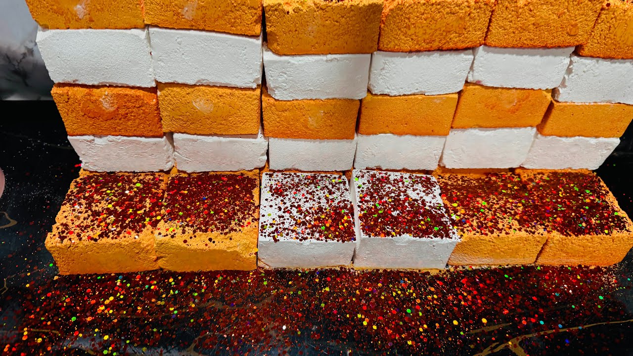 Glittery Orange & CC Plain Chalk ASMR Crush | Oddly Satisfying ASMR