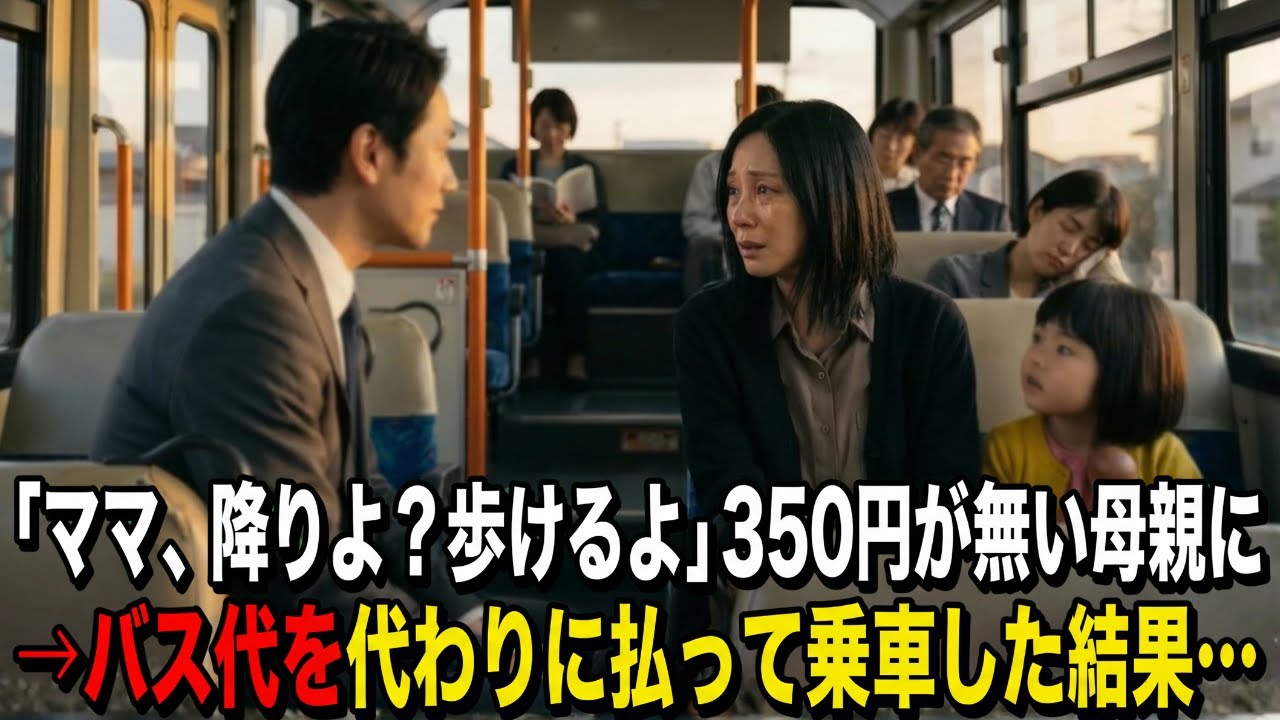 婚約者を亡くし3年間心を閉ざした38歳の男。バスで運賃350円が足りない母に娘「ママ、降りよ？歩けるよ」→代わりに払った結果【感動する話】