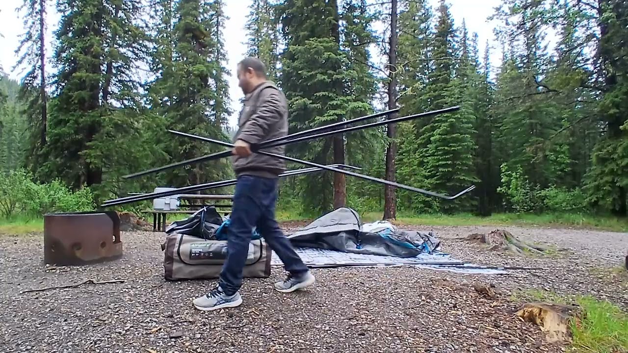 Camping in the woods, Crescent Falls, Canada.