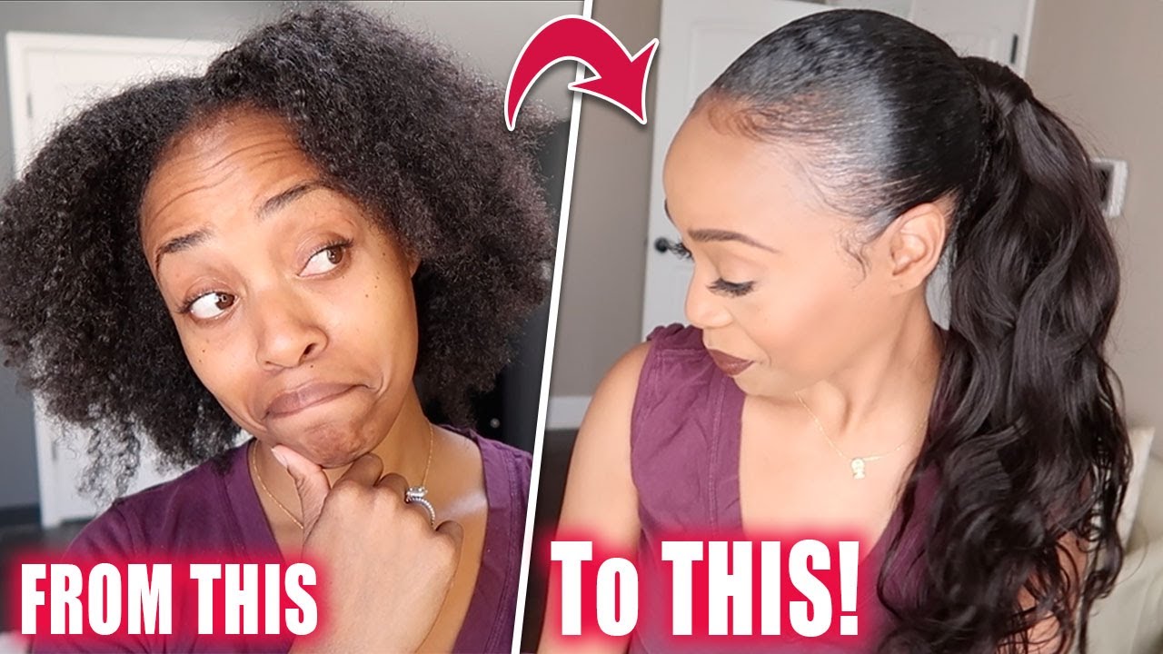 EASY DIY ponytail on Type-4 Natural Hair! (NO heat, NO glue, NO sew)