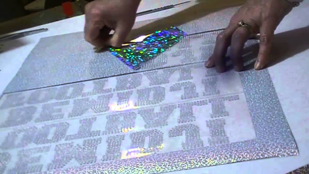 Faux Rhinestones with Hologram Material Football Mom