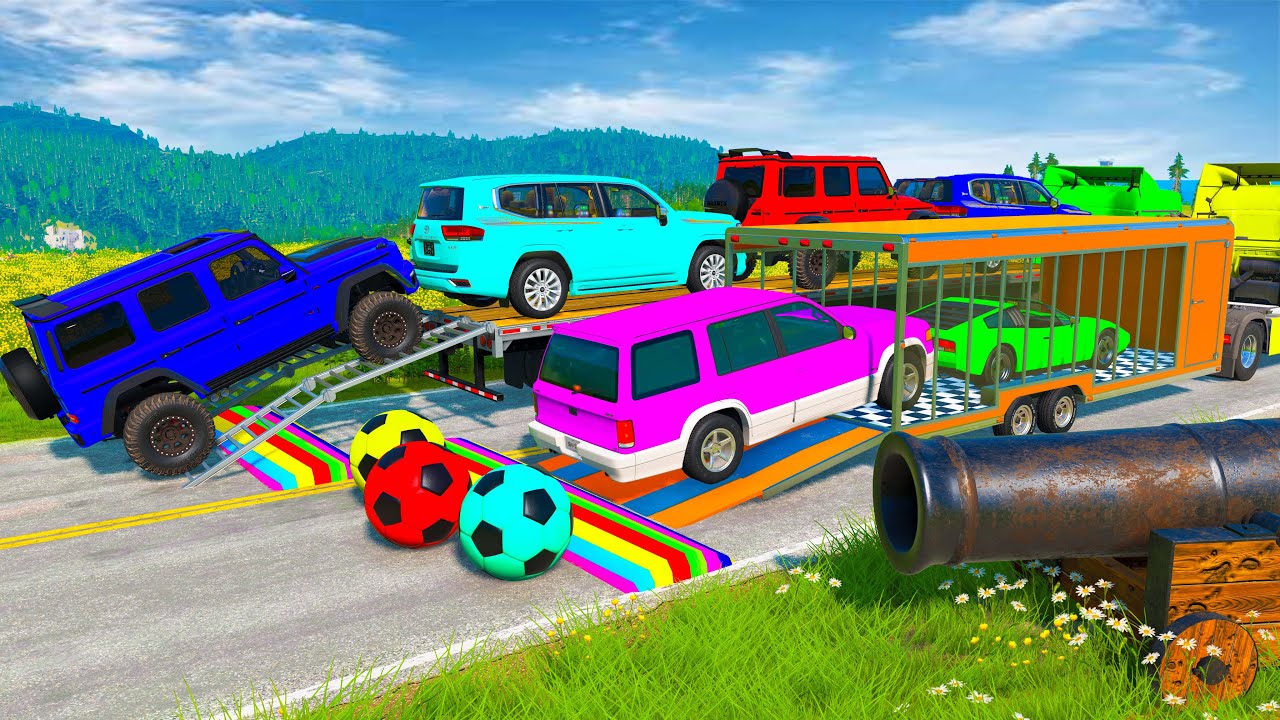 Flatbed Truck BeamNG Happy Crash | Transportation with Truck - Pothole vs Car #5 - BeamNG.Drive