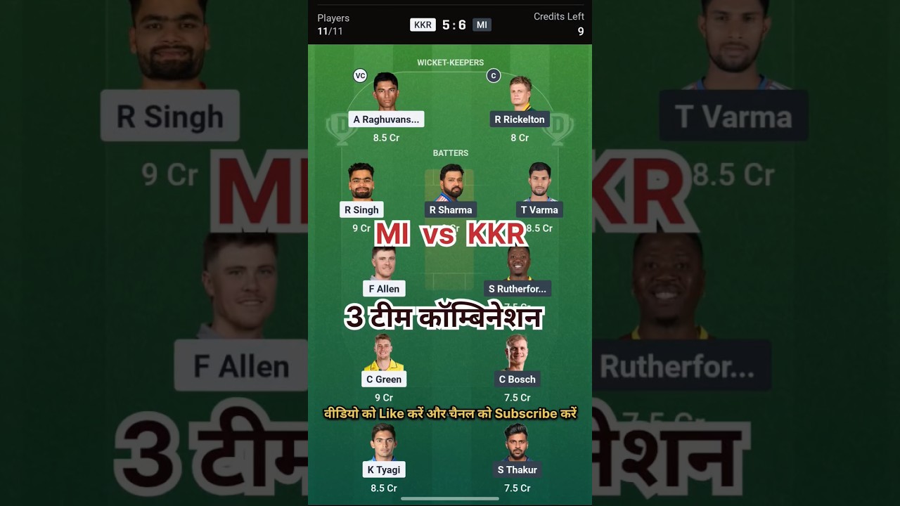 MI vs KKR Today Match Prediction | Mumbai Indians vs Kolkata Knight Riders | MI VS KKR #ipl #tataipl