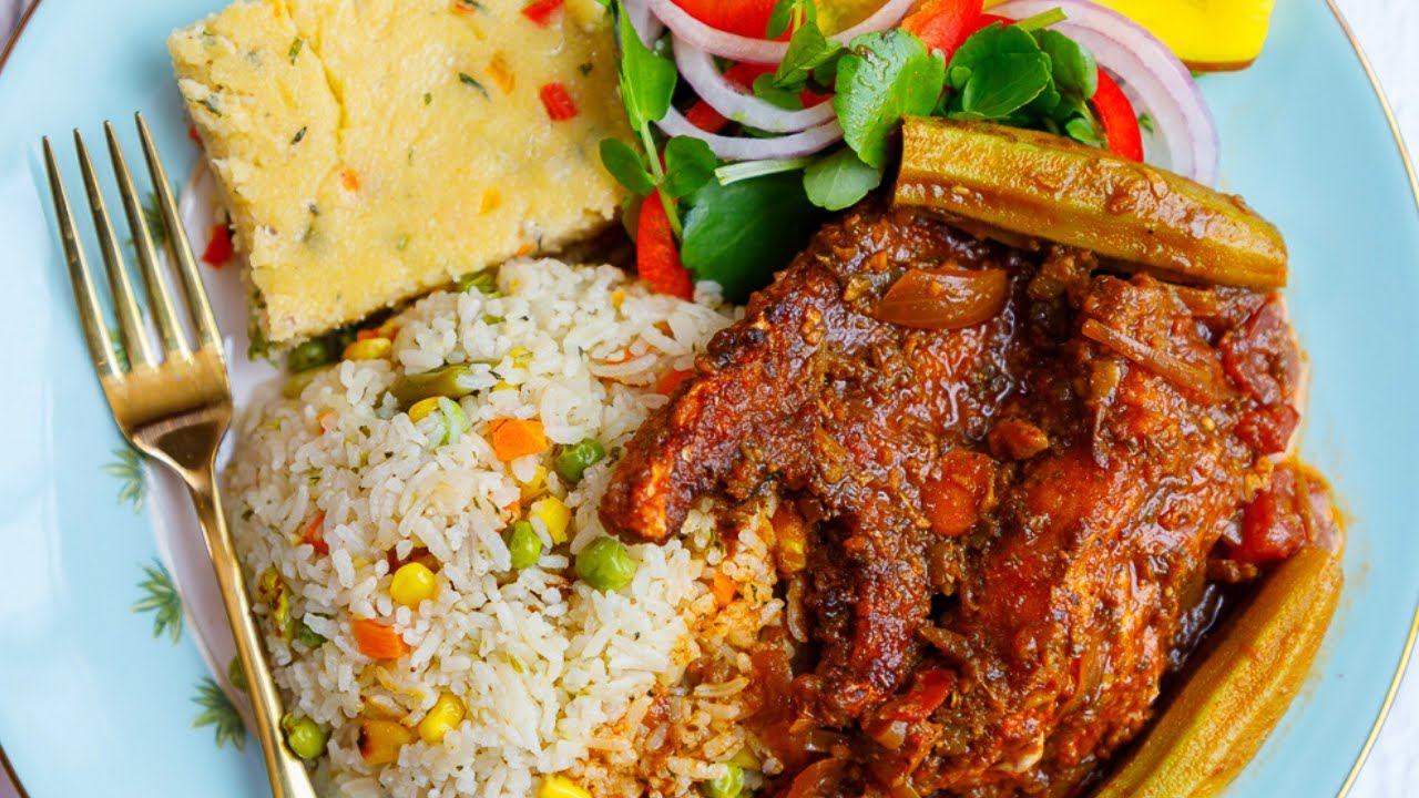Stew Fish, Cou Cou, Simple Mixed Veggie Rice | #Cookwithme