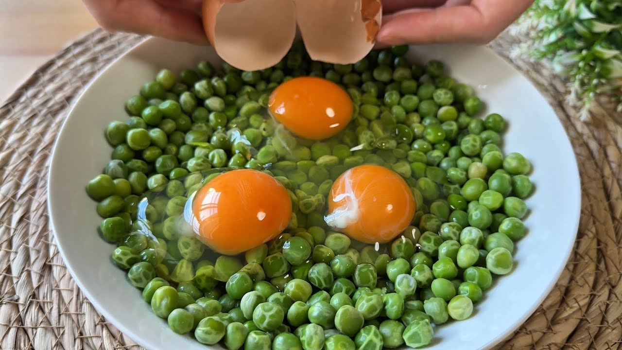 Pour eggs over peas, and magic happens! My mom's secret recipe!