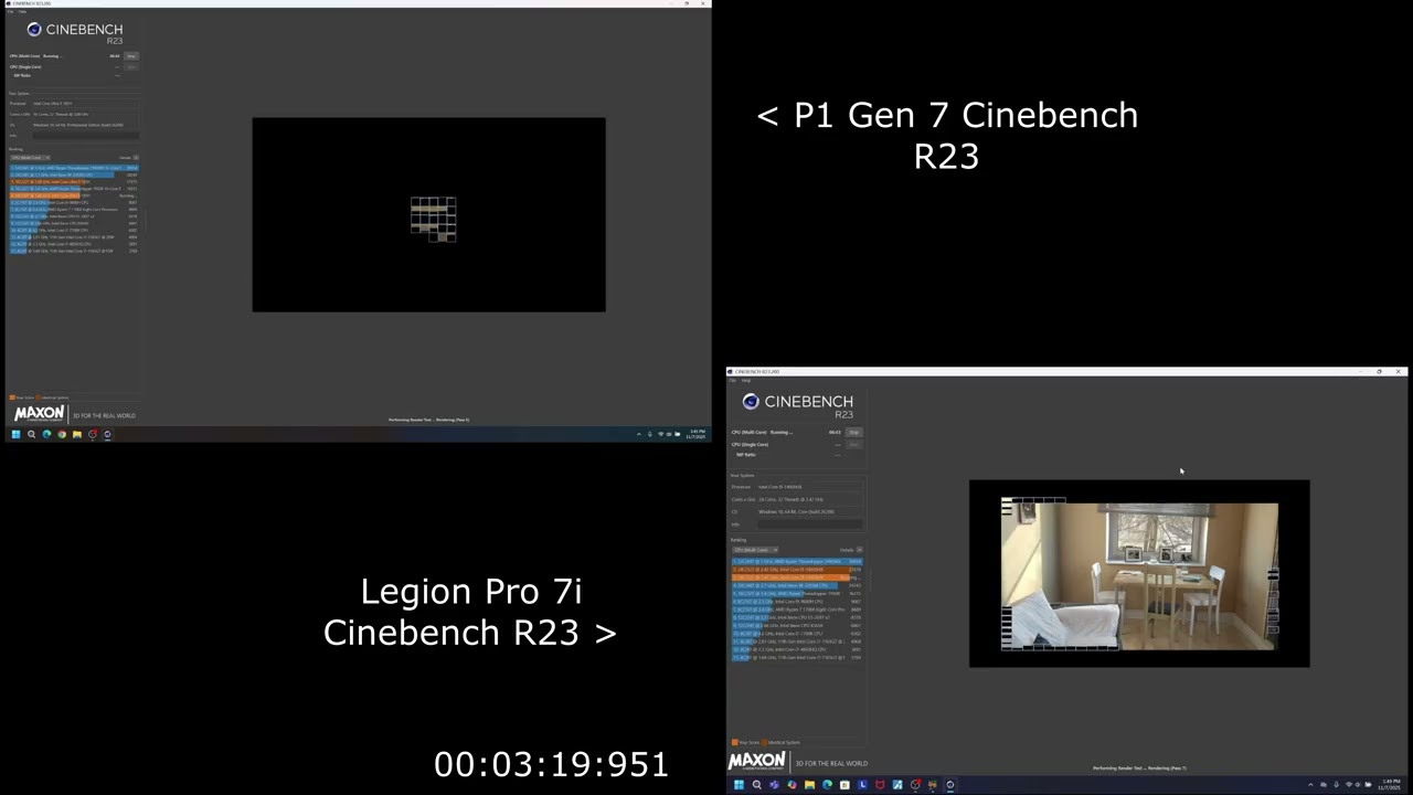 Lenovo Thinkpad P1 gen7 vs Legion Pro 7i gen 9 - Benchmarks