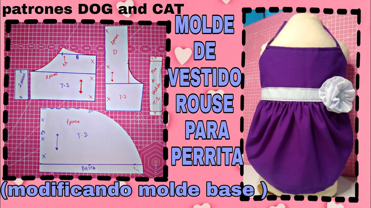 MOLDE DE VESTIDO ROUSE PARA PERRITA - modificando molde base