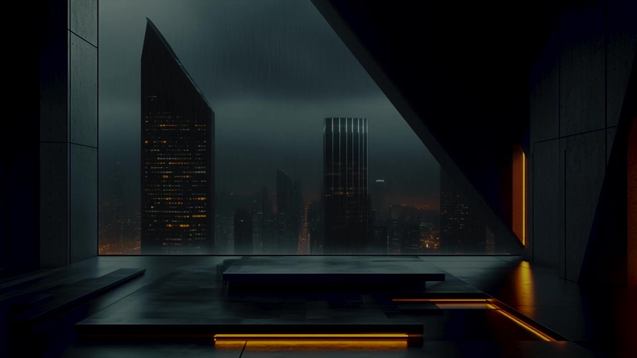 🏙️ Neon City Office Rain at Night Relaxing Workspace Atmosphere l Creative Flow l ProductivitySounds
