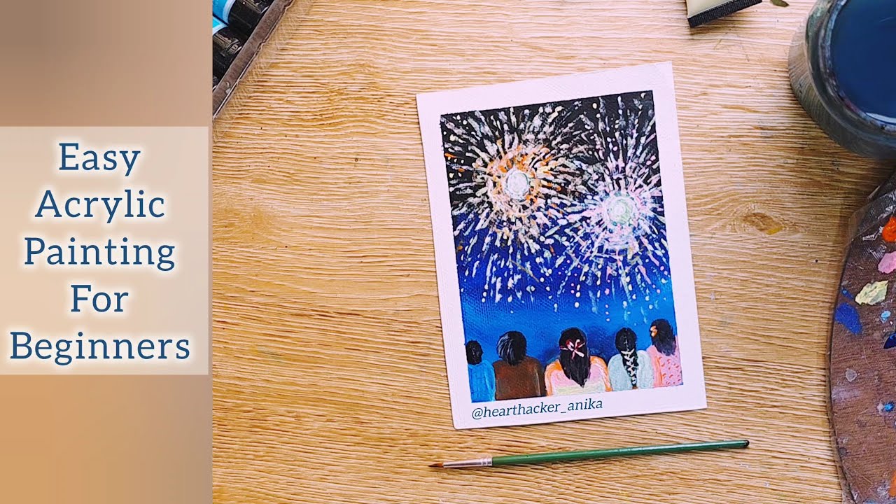 Easy Acrylic Fireworks Painting for Beginners | Happy New Year Art | Step by Step Tutorial