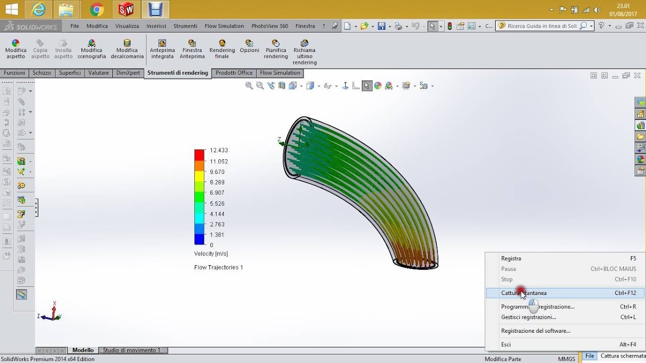 Solidworks Flow Simulation  Calcolo della velocità del flusso