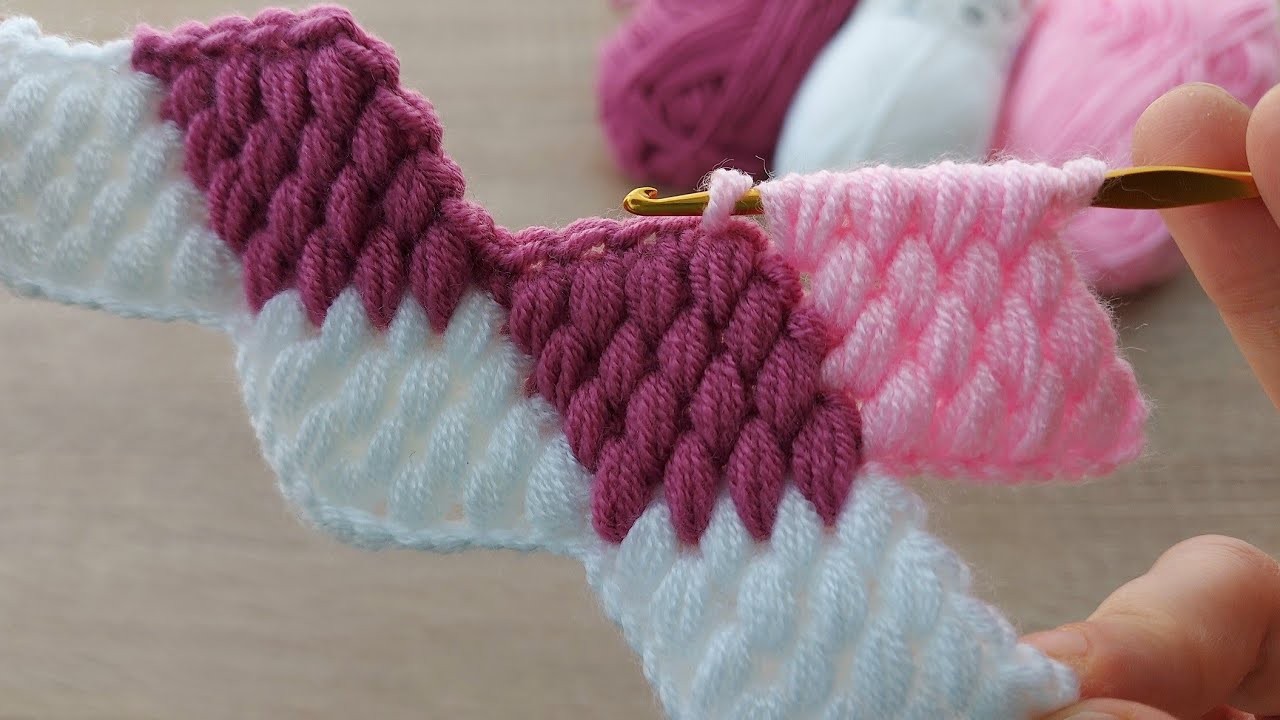 Super Easy Tunisian Crochet Knitting Model Çok Kolay Tığ İşi Tunus İşi Örgü Modeli Yapımı