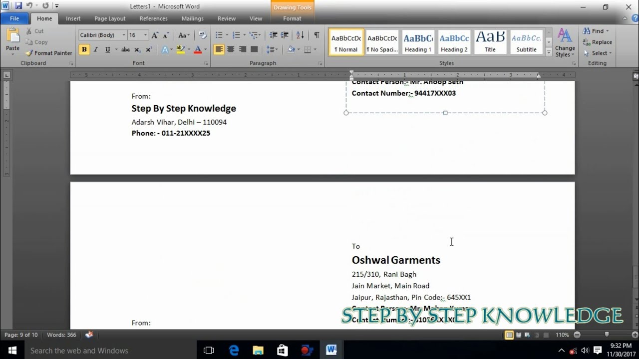 How to Print Multiple Envelopes with different Address | Learn Mail Marge