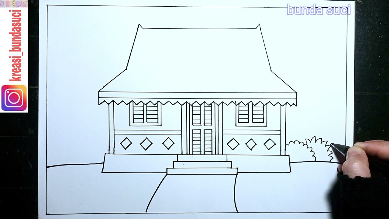 Cara menggambar rumah adat Betawi // Rumah Adat Indonesia - Bunda Suci