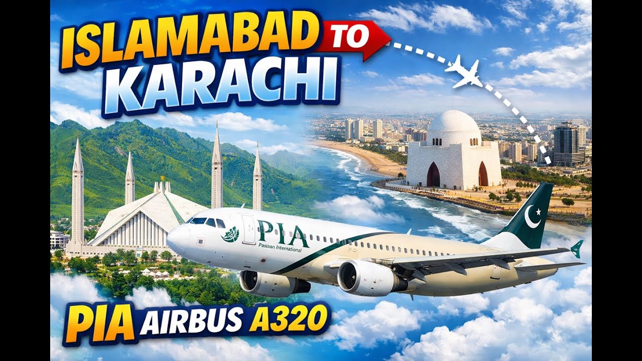 Islamabad to Karachi ✈️ | PIA Airbus A320 Full Flight Experience 🇵🇰