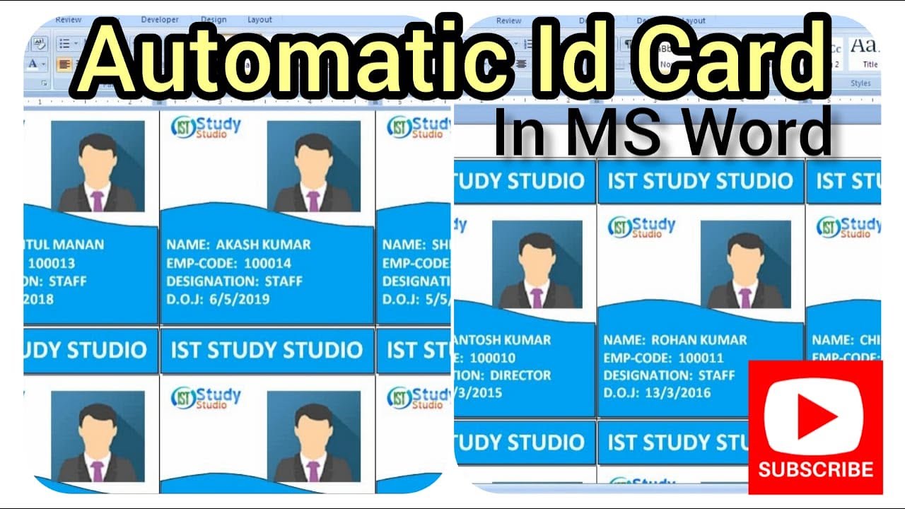 How to create Automatic ID Card in MS Word using MS Excel Data