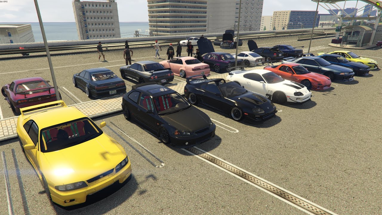 GTA 5 FiveM | Huge Shuto Expressway JDM Car Meet - Street Dig/Roll Racing & Cruising