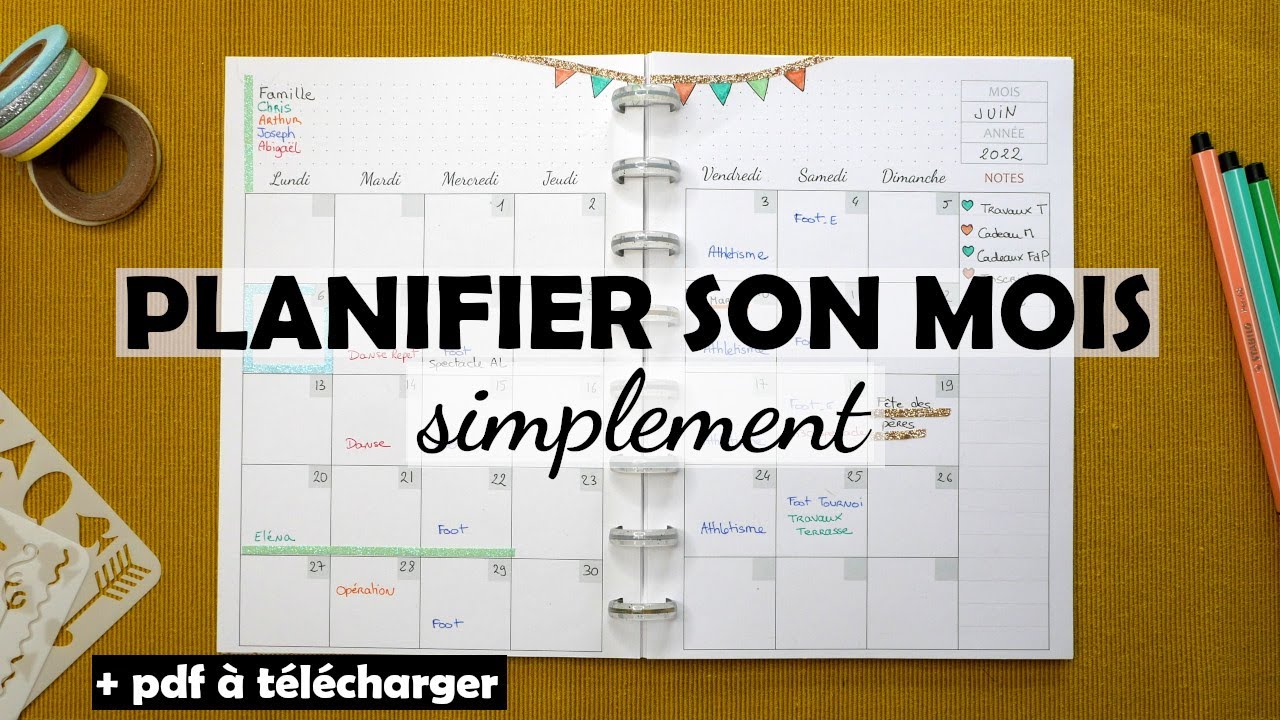 PLANIFIER SON MOIS + Planning mensuel à IMPRIMER