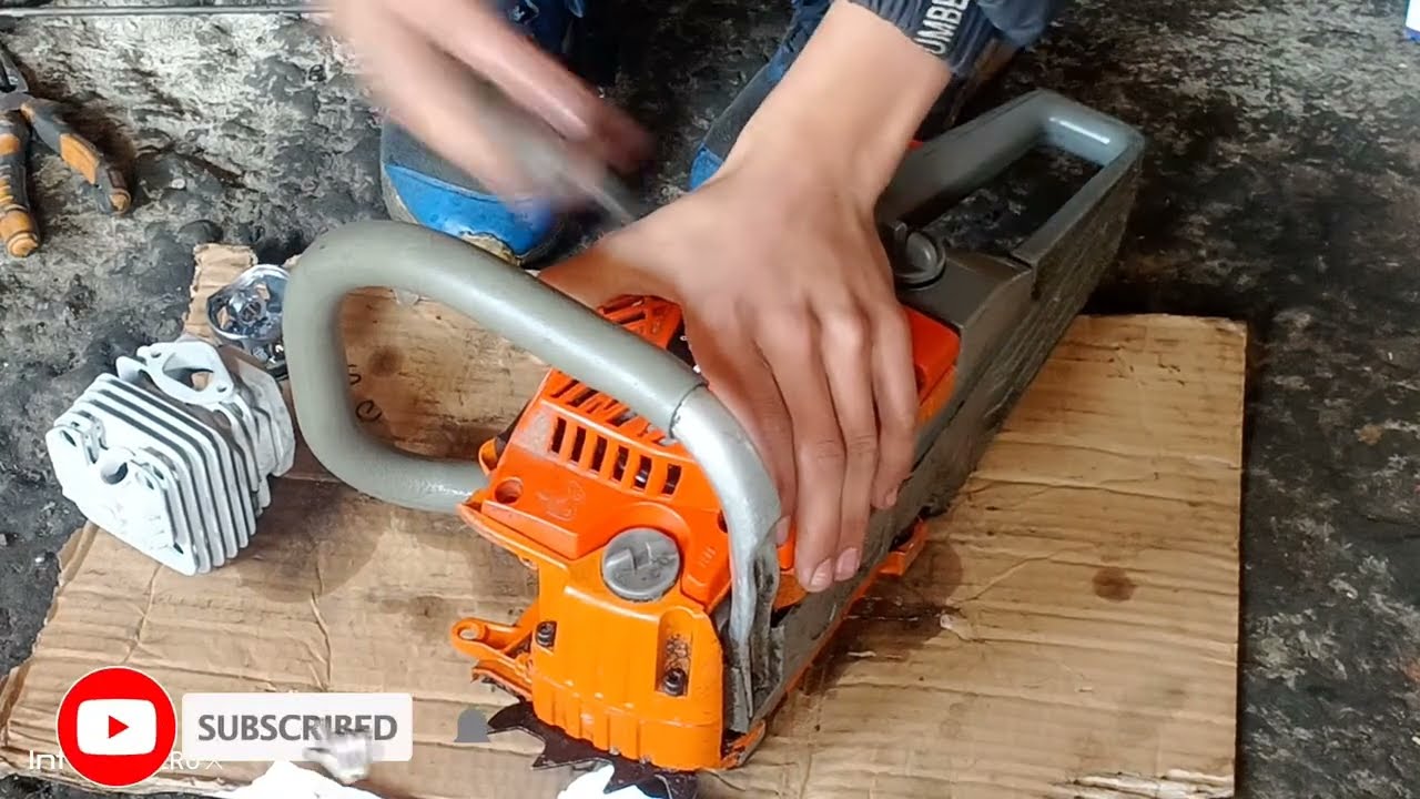 how to repairing chian saw machine engine complete repairing zomax 5800
