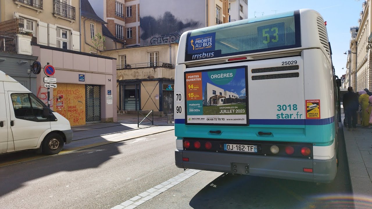 Bus - Irisbus Citelis 12 n°3018 Ligne 53 entre Ville aux Archers et République (Rennes)