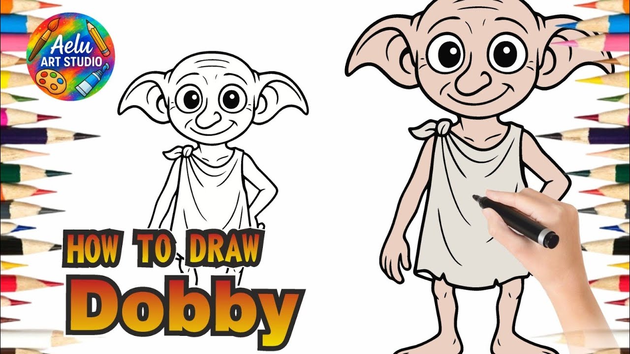 How to Draw Dobby | Easy Cartoon Drawing Tutorial 