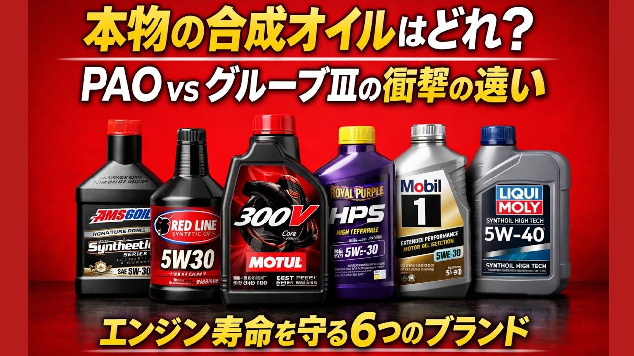 「本物の合成オイルはどれ？PAO vs グループⅢの衝撃の違い｜エンジン寿命を守る6つのブランド」