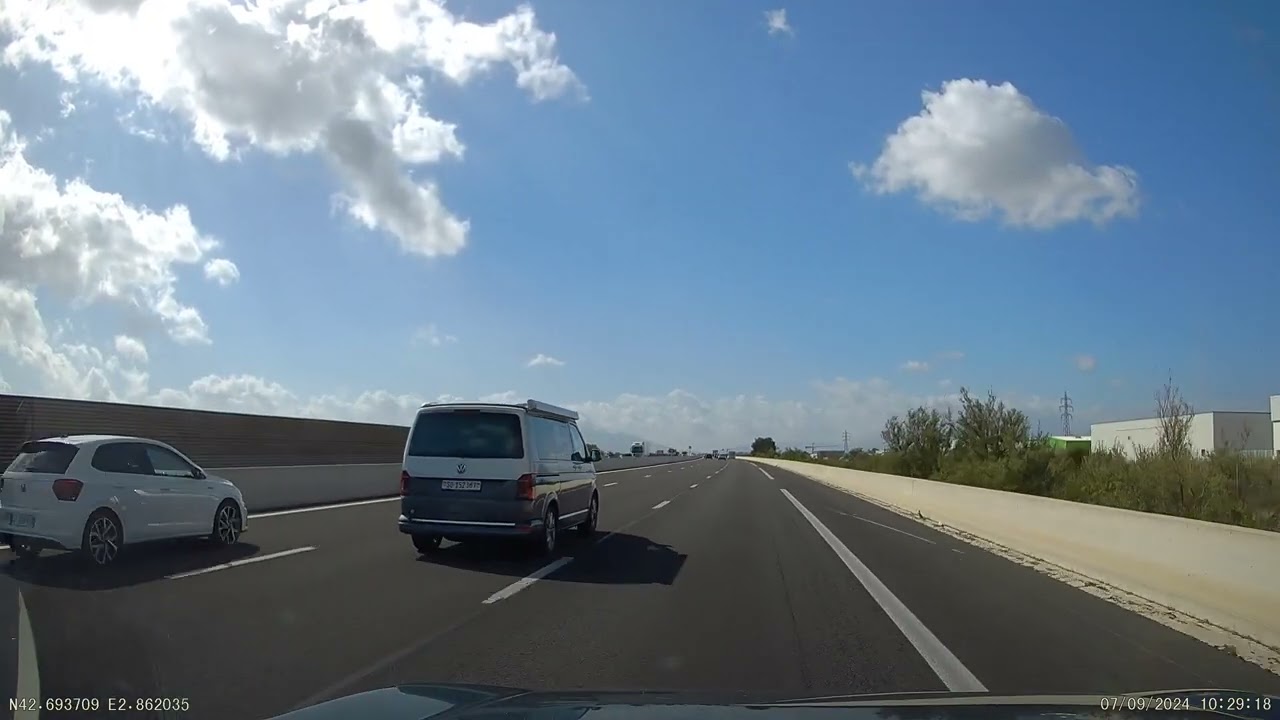 France by Road - Aigues Mortes to Argeles Port - Video 9 - J41 Perpignan Centre to D914 Elne