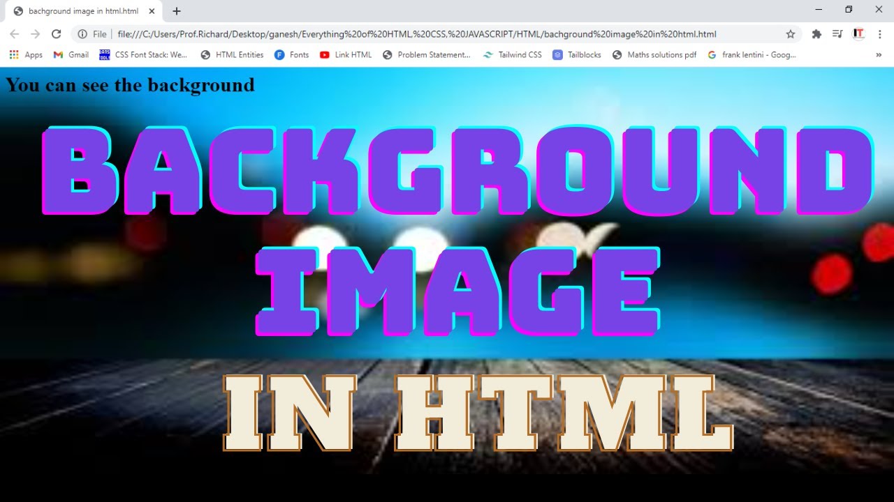 Put Background Image in HTML without CSS without repetition in fullscreen│Indian Technopath