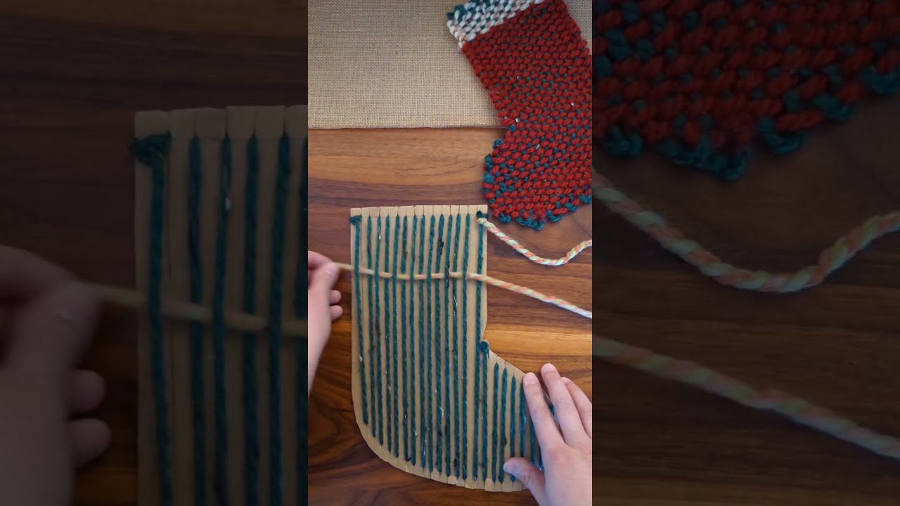 DIY Cardboard Loom Woven Christmas Stocking | Easy Kid's Craft for the Holidays!