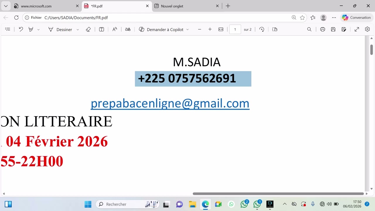 DISSERTATION LITTÉRAIRE TYPE BAC 2026